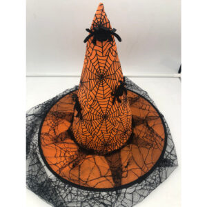 Chapéu de bruxa com aranha e teia – Fantasia Cosplay