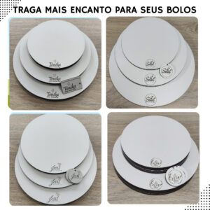 Kit 12 Unidades De Cake Board 22cm – Personalizado Em Mdf 3mm – Base Para Bolo – Cakeboard