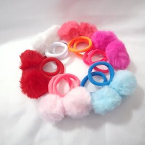Kit 10/20 Xuxinhas Pom Pom Rabicó de Cabelo infantil e Adulto Com Lacinho/ Elástico Scrunchies