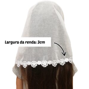 Véu Ccb Infantil Renda Guipir Floral Redondo De Bico Várias Idades Congregação Cristã (mod. Sofia)