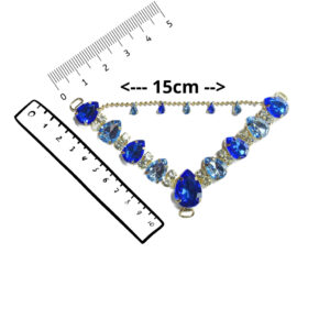 Cabedal Gotas em V Azul com Agua com correntinha strass Sereia Ciganinha Decoração Chinelo o Par