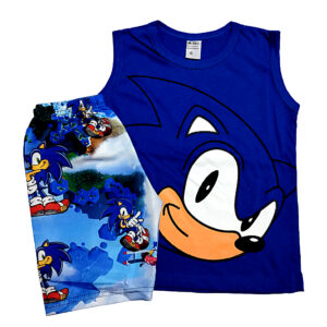 CONJUNTO INFANTIL PERSONAGEM REGATA BERMUDA TACTEL