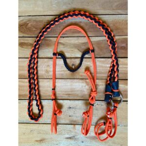 Kit Cabeçada De Cordinha + Rédea Para Cavalo Argolas Inox Passeio Muares