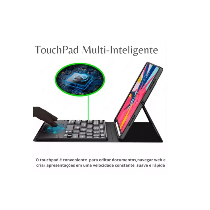 Capa Case Teclado Touchpad Com Slot Para Caneta Compatível iPad 7/8/9 A2197 A2270 A2602 Tela 10.2 Polegadas