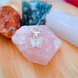 Berloque Borboleta Vazada Cravejada Zircônia Banhada à Prata