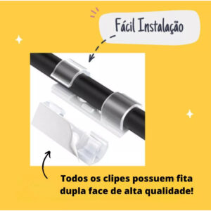 Kit 100 Clips Organizador De Cabo Fios Parede Fixador Adesivo