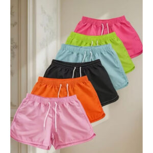 Kit 05 Shorts Feminino Tactel Saída de Praia , Shorts Moda Verão ( Cores Váriadas )
