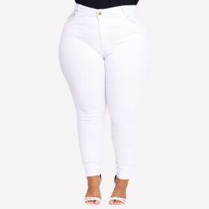 Calça Jeans Plus Size Skinny Branca Levanta BumbumTrabalho Premium