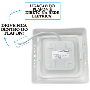 Kit 5 Luminária Painel Plafon Led Sobrepor Quadrado 6w Bivolt