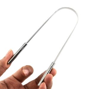 Kit Limpador Raspador de Língua em Aço Inox Curvado Boca Limpa Raspador de Língua