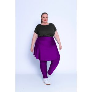 Calça Saia Com Bolso Preta Moda Plus Size Fitness Em Suplex