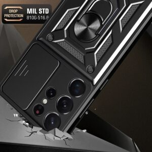 Capinha Capa Para S23 Ultra S24 Ultra S25 Ultra FE Plus Armadura Preta Proteção Câmera Case Anel Sup