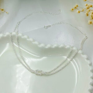 Colar Choker Duplo Nó banhado a prata 925