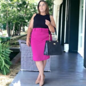 Saia Social Secretaria Midi Lapis Moda Evangelica Feminina