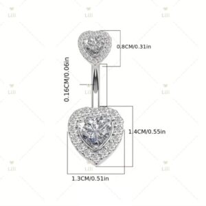 Novo duplo Coração  Piercing de umbigo cravejado com fecho coração