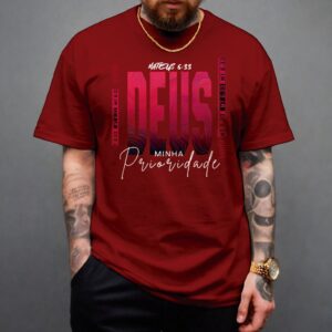 Camiseta Masculina Moda Evangélica Deus Prioridade Jesus Vive Blessed Camisa 100% Algodão
