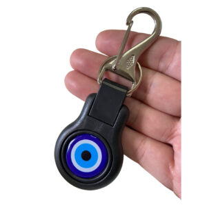 Chaveiro Olho Grego Emborrachado Preto Com Mosquetão