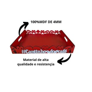 Bandeja cantinho do cafe arabesco +kit parede Vermelho