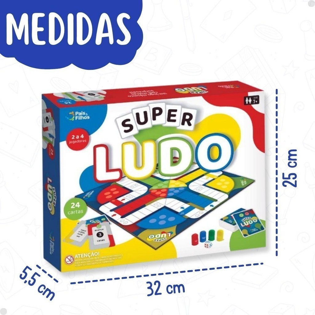 Super Ludo, o Jogo de Tabuleiro para Pais e Filhos - com Cartas, Pinos e Dado para Toda a Família