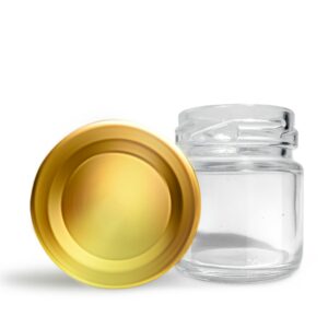 50 potes Vidros de mini geleia brigadeiro de 40 ml redondo geleinha tampa dourada