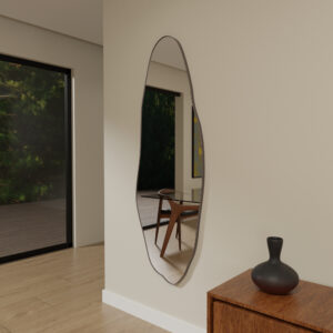 Espelho Orgânico E05 Moldura Couro 110x50cm 150x60cm 170cmx70cm Corpo Inteiro Quarto Sala Banheiro