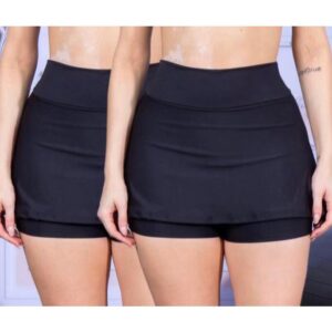 Short Saia Fitness Cintura Alta Legging Academia Tapa Bumbum