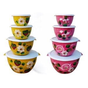 CONJUTO BOWLS DECORADO REDONDO 10 KIT DE 4 POTES