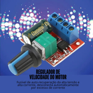 KIT 2 Módulo Controlador De Velocidade Do Motor 90W PWM 5v-35v – Chave Reguladora Ajustável