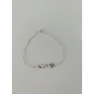 Pulseira Infantil Chapa Personalizada com Nome em Prata 925 Legítima