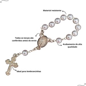 25 Mini Terços Dezena Para Lembrancinhas Casamento Batizado Crisma Eucarístia Perolado