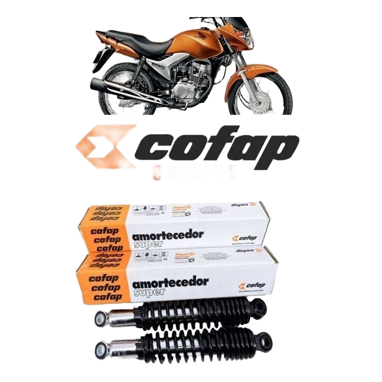 Par Amortecedor Traseiro CG Titan Fan 150 2004 2005 2006 2007 2008 2009 2010 2011 2012 2013 2014 Cofap