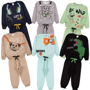 Kit Sortido 8 Peças de Roupas Masculino Infantil Inverno – 4 blusas casacos + 4 calças de 1 ao 10