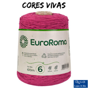 Barbante Colorido EuroRoma Nº6 600g 610m 4/6 Tex 984 Tricô Crochê Cores Sortidas
