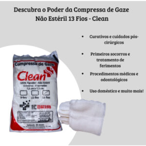 10 Pacotes Compressa De Gaze Hidrófila 13 Fios Não Estéril – CLEAN