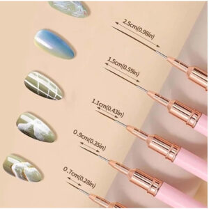 Kit 5 Pincéis  De Arte De Unhas UV Para Pintura Em Gel Pincel Manicure com tampa