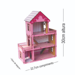 Casinha de boneca colorida 30cm com 20 mini moveis em mdf para presentear