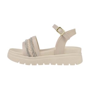 Sandália Birken Infantil Feminina Menina Strass e Trança Off White Lulopé