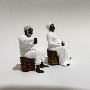 Mini Casal de Pretos Velhos – com acabamento em Pintura Artesanal | Impressão 3D | Arte de Orum