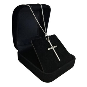 Corrente Cadeado em Prata 925 com pingente de Cruz Feminina Cruzinha