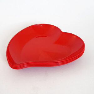 Prato Sobremesa Coração Varias Cores; Kit 6,12 ou 20 Pratos(Plástico) Doce/Sorvete/Pires.