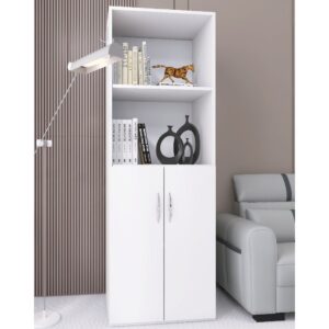 Armário Estante Multiuso 2 Portas Lavandeira Porta Vassoura Nichos 4 Prateleiras Limpeza Balcão Organizador Balcão