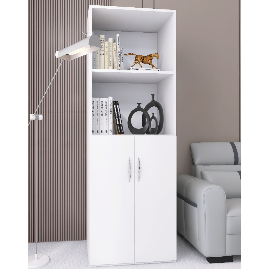 Armário Estante Multiuso 2 Portas Lavandeira Porta Vassoura Nichos 4 Prateleiras Limpeza Balcão Organizador Balcão