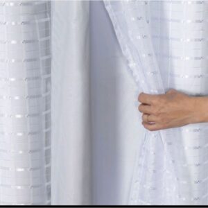 Cortina Blecaute Blackout PVC Com Voil xadrez 1 Parte 1,40 Larg × 1,70Alt / 2,00 X 1,40