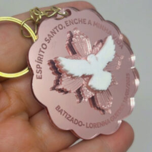 Kit Chaveiro Espírito Santo Personalizado – Lembrança Especial para Batizado!