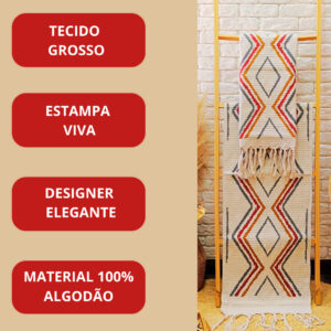 Jogo Passadeira 3 Peças de Tear Tapete de Cozinha Salas Corredores e ao lado da Cama Estampa Fiore