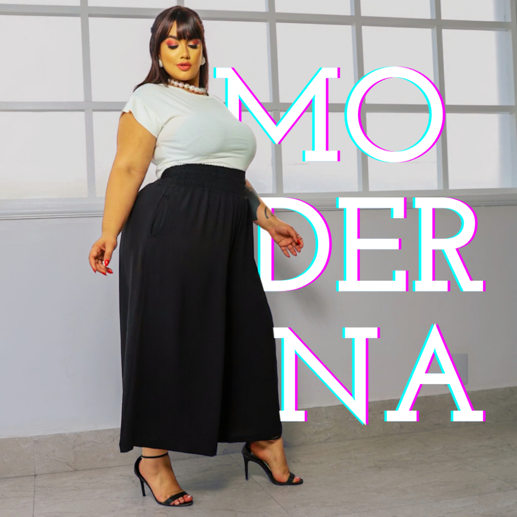 Calça Plus Size Wide Leg Pantacourt Cintura Alta Lastex Que Modela e Acintura Soltinha Lia Rosa