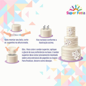 Kit Tubo Suporte para Bolo 30cm x 1,5cm Branco – Festplastik