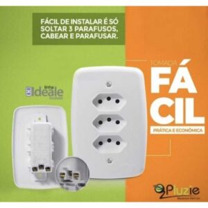 Kit com 5 tomada tripla 10A ideale pluzie