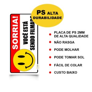 5 Placas Monitoramento Sorria Você Esta Sendo Filmado