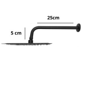 Chuveiro 20×20 Preto Aço Inoxidável 304 Quadrado Reto/Articular Banheiro Piscina Área Externa